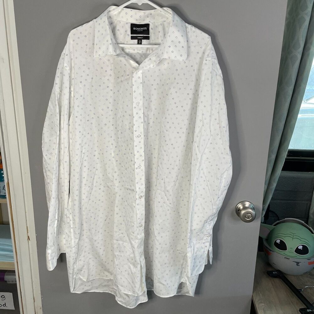 Bonobos Mens 20 / 38 Long Sleeve 100% Cotton Collared Shirt Geometric Print